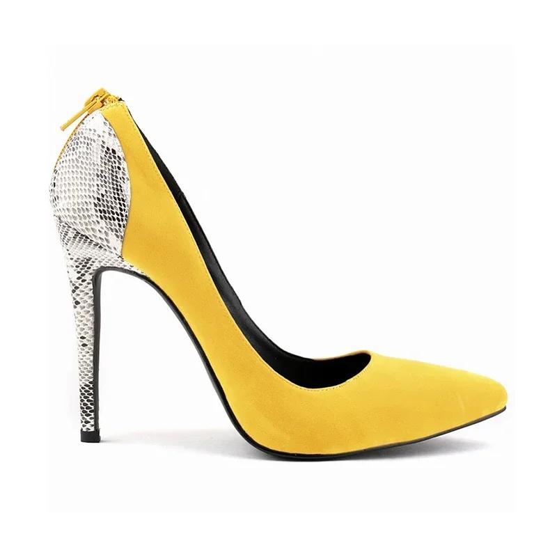 Nové dámské lodičky Sexy 11cm špičatá špička Vysoké podpatky Sametový hadí vzor Zip Dámské lodičky Černé Červené Párty Svatba Boty