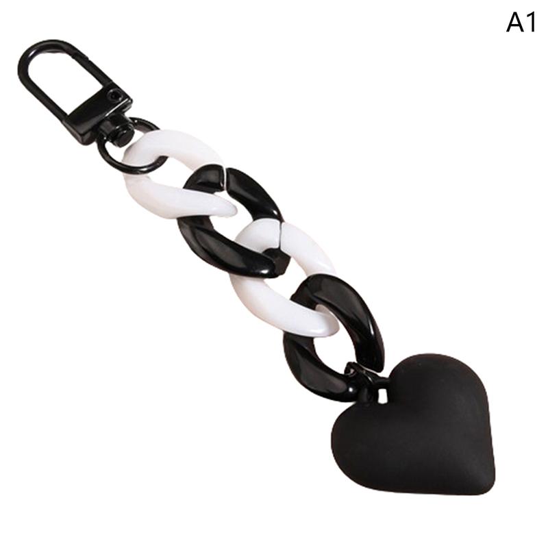 

Handmade Heart Keychain Acrylic Plastic Link Chain Key Ring For Women Girls Handbag Pendant Accessorie Car Keys Jewelry Gifts