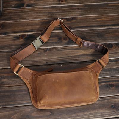 New Mobile Phone Waist Bag, Crazy Horseskin Men's Waist Bag, Outdoor Sports Waist Bag, Cross-border Leather Chest Bag, Cowhide Bag