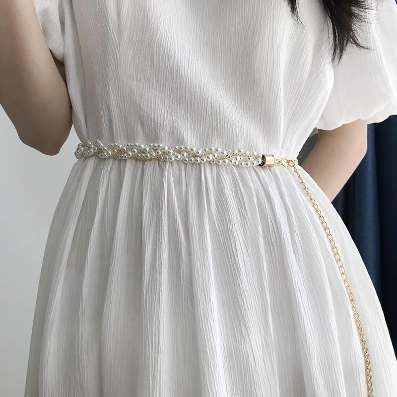 White Versatile Pearl Waist Belt For Women Ideal For Summer Fashion And Outfits Everyday