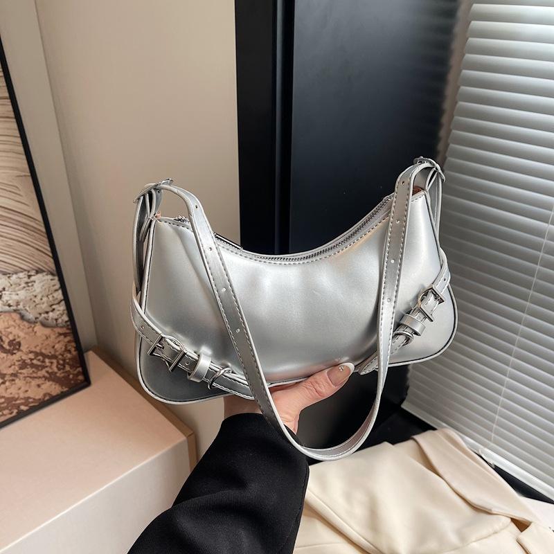 

Серебристая сумка женская 2025 новая популярная модная популярная сумка под мышку премиальная текстура на плечо сумка-мессенджер серебряный