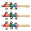 6Pcs Shaking Bell Sticks Wooden Handle Xmas Jingle Bells Musical Percussion Instrument for Holiday Birthday Party
