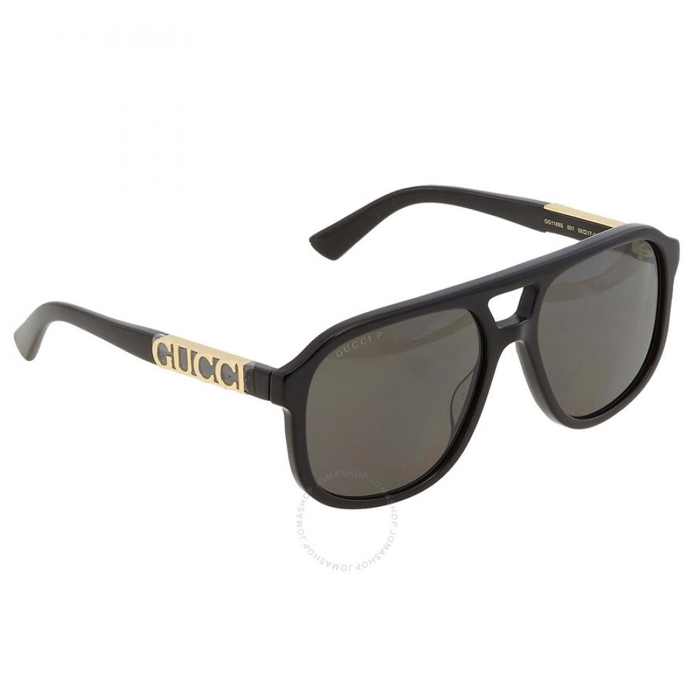 Gucci Polarized Dark Grey Pilot Unisex Sunglasses Gg1188s 001 58