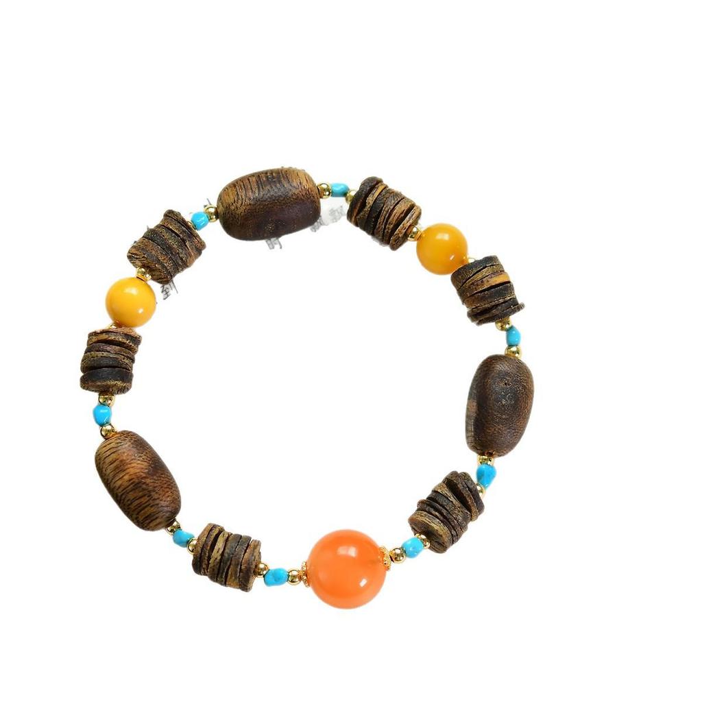 Agarholz Jujube & Türkis Bernstein Armband