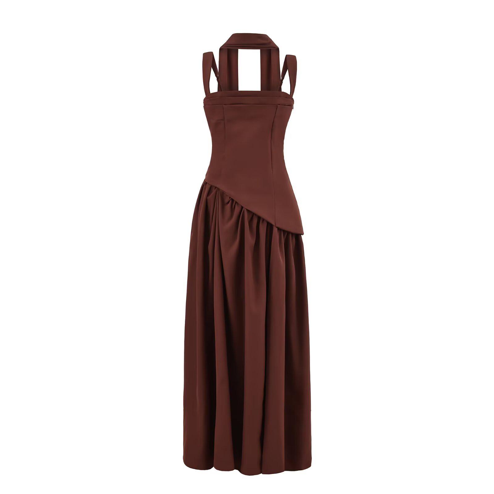 European Spring 2026: Women s Pure Color Spaghetti Strap Slit Dress S
