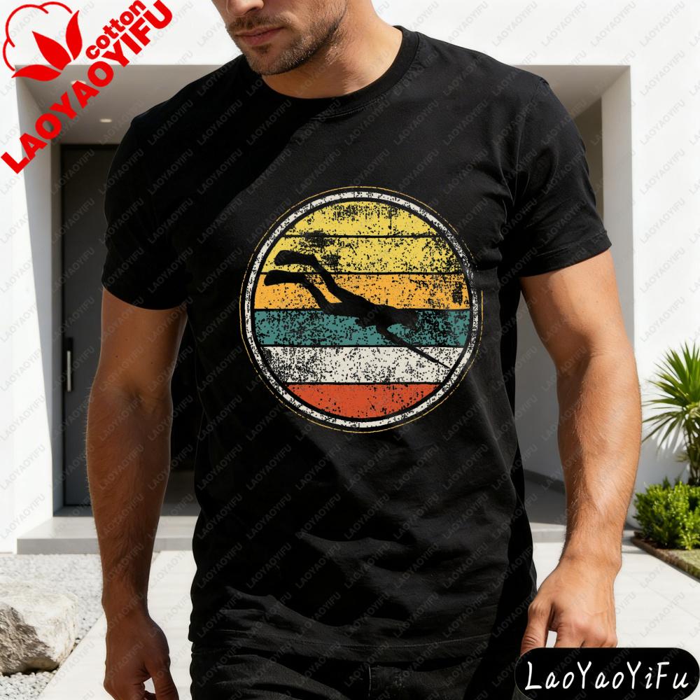 Surfing Sunset Circle Design Summer Men TShirt for Beach and Outdoor Activities Gift for Surfing Lovers Vintage Casual Tops S