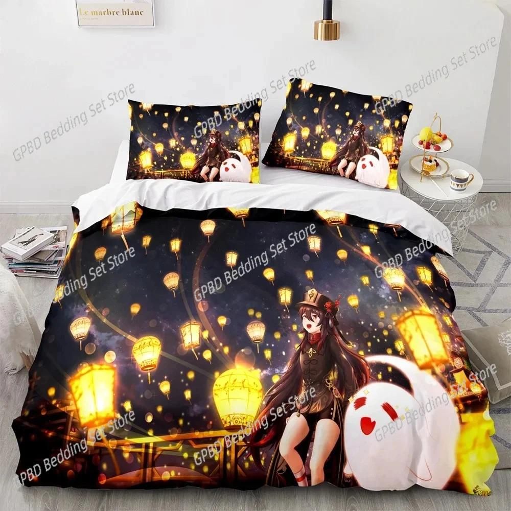 Genshin Impact Bedding Set Game 3d Print Bed Linen Quilt Soft Duvet Cover Sets Home Textile Queen King Size Girl Boys Room Decor