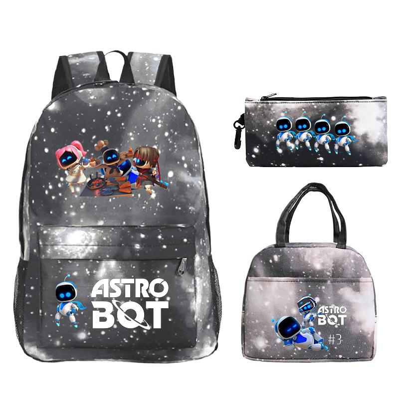 Game Astro bot peripheral printing fashion primary and secondary school students schoolbag three-piece set multi-function large capacity
