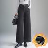 Women's High-Waisted Woolen Wide-Leg Pants - Winter Versatile, Drape, Plus Velvet, Thickened & Cropped Trendy Style.