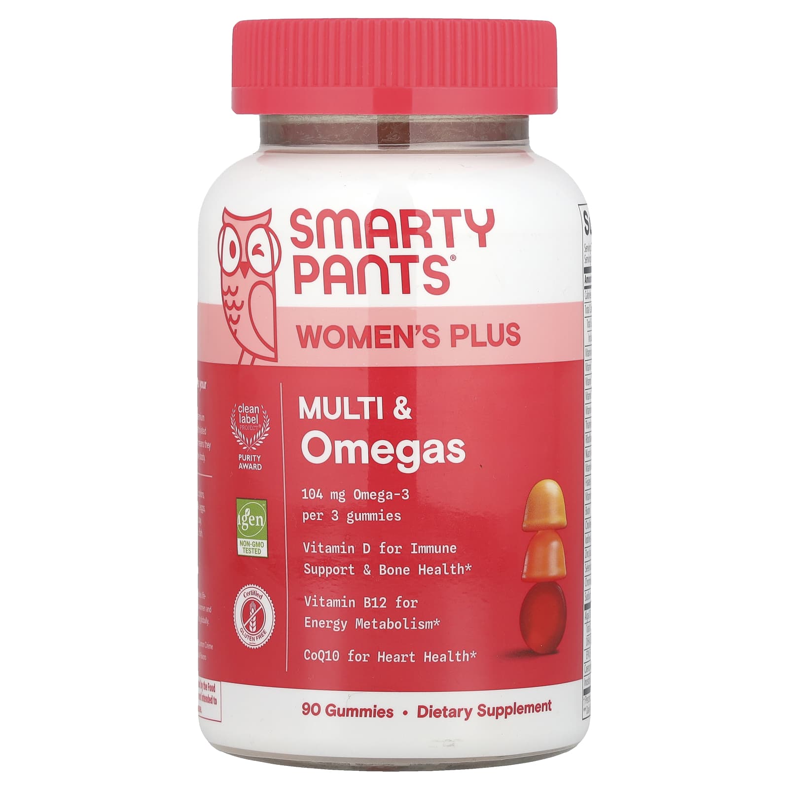 

Women s Plus, Multi & Omega Gummies, Strawberry, Orange, Lemon Cream, 90 Gummies