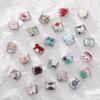 Colorful Crystal Candy Love Rose Flower Tulip Butterfly Fit 9mm Italian Charms Bracelet Stainless Steel Jewelry DIY Making Gifts