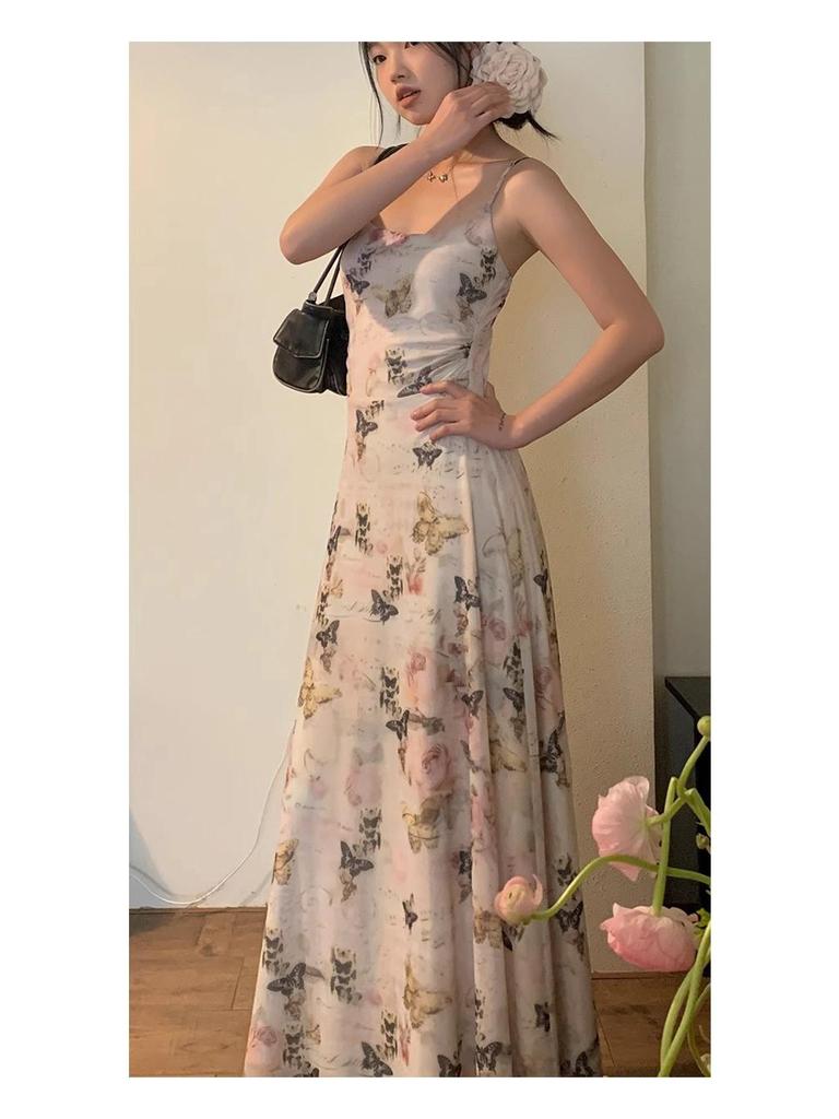 Französisches A-Linien-Sommerkleid mit Blumenmuster - Damen Sommerkleid 2024, Strandkleid