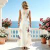 Floral Sleeveless Maxi Dress,Fresh Floral Pattern,Lightweight Flowy,Elegant Long Dress for Beach Vacation & Daily Wear