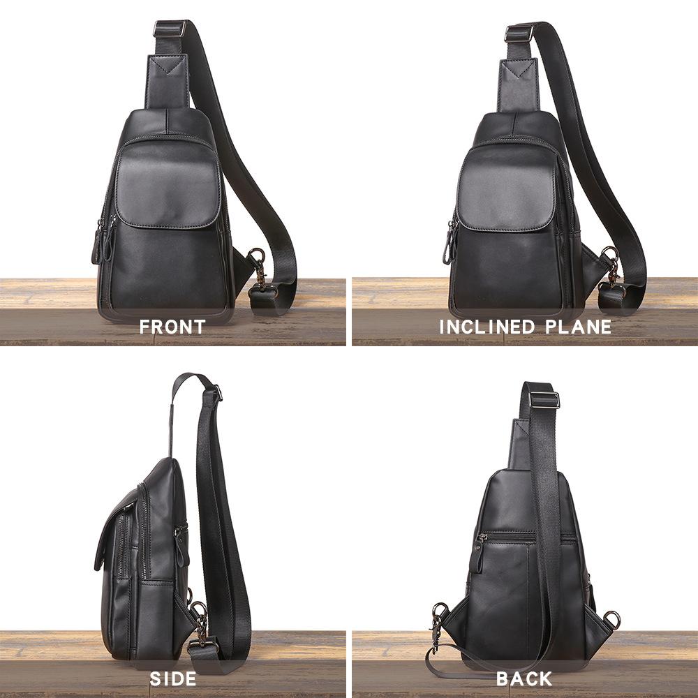 Leather Shoulder Bag, New Top Layer Cowhide Crossbody Bag, Casual Chest Bag, Men's Portable Multifunctional Bag