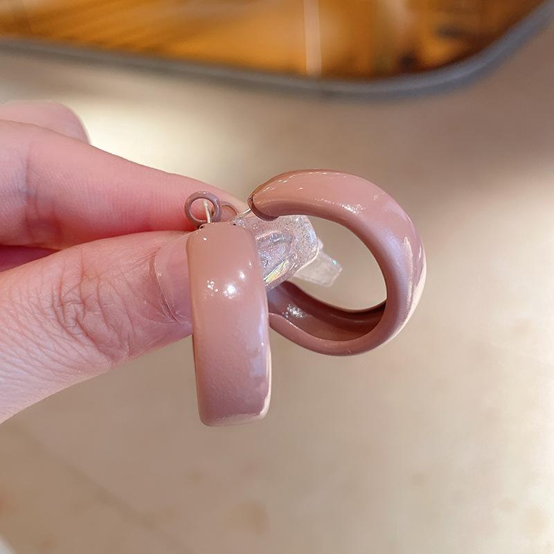 

Silver needle retro plain ring oil drop earrings niche simple design earrings versatile fashion high sense earrings