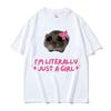 Ich bin buchstäblich nur ein Mädchen Hamster Lustiges Meme T-Shirt Herren Damen Kleidung Niedlich Lässig Harajuku Klassisches T-Shirt Übergroßes T-Shirt