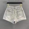 Washed retro blue denim shorts women's summer new high waist thin versatile a word wide leg hot pants tide