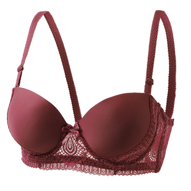 Sexy Lace Smooth Fabric Push-Up Underwire Bra with Anti-Sagging Side Support