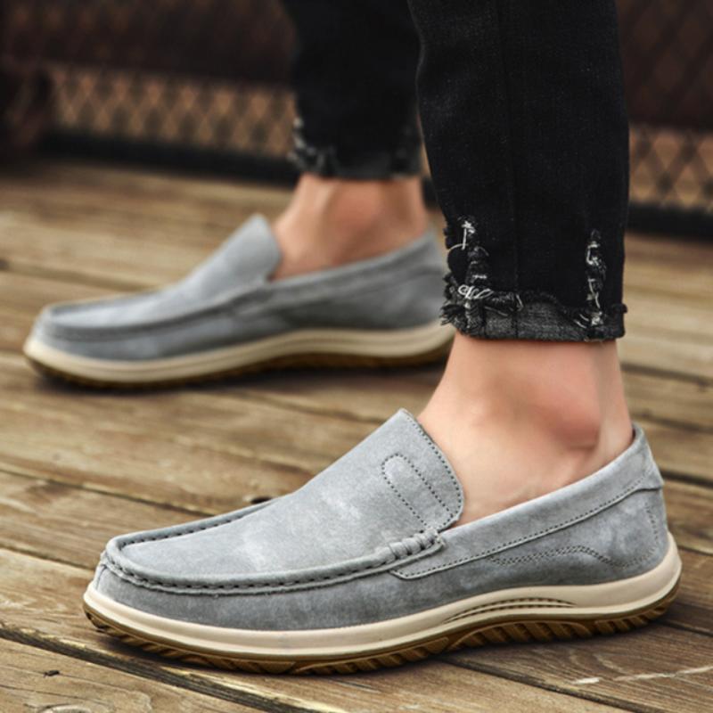 Four Seasons Suede Leather Toe Shoes Men's Shoes One-step Breathable Comfortable Loafer Casual Shoes Driving Shoes
