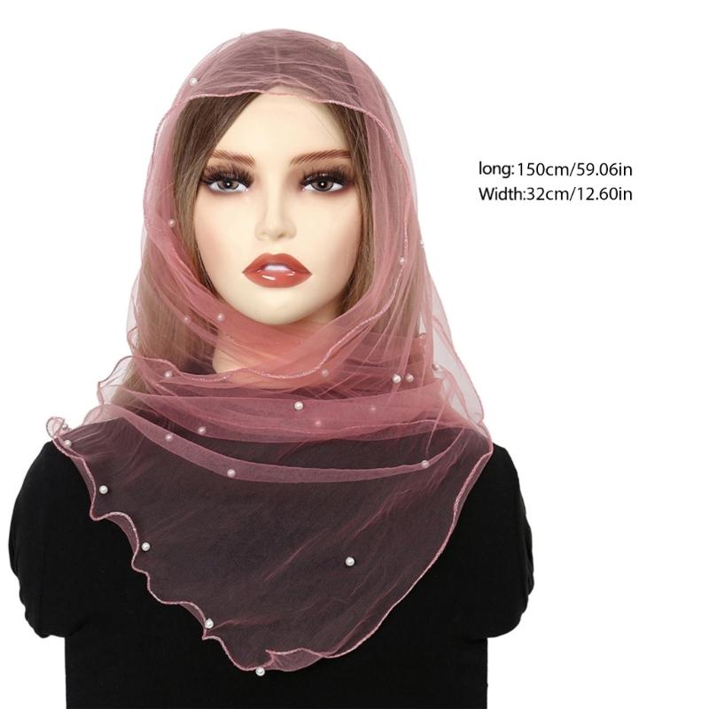 Beadwork Head Scarf Veils for Women Catholic Church Mantilla Veils Head Covering Mass Veils Tulle Scarf for Everyday Wear