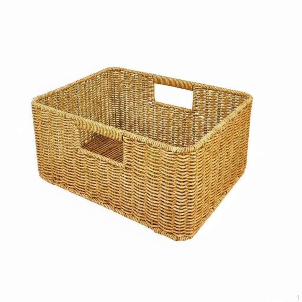 Imitation Rattan Basket Nordic design Interlaced Container Easy to Clean for Bedroom, Living