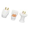 3Pcs Dollhouse Miniature Bathroom Set Ceramic Simulation Bathtub Toilet Sink 1/24 Dollhouse Bathroom Furniture Pure White