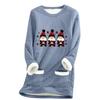 Ladies' Loose And Comfortable Round Neck Christmas Print Thick With Pockets Long Sleeved Top