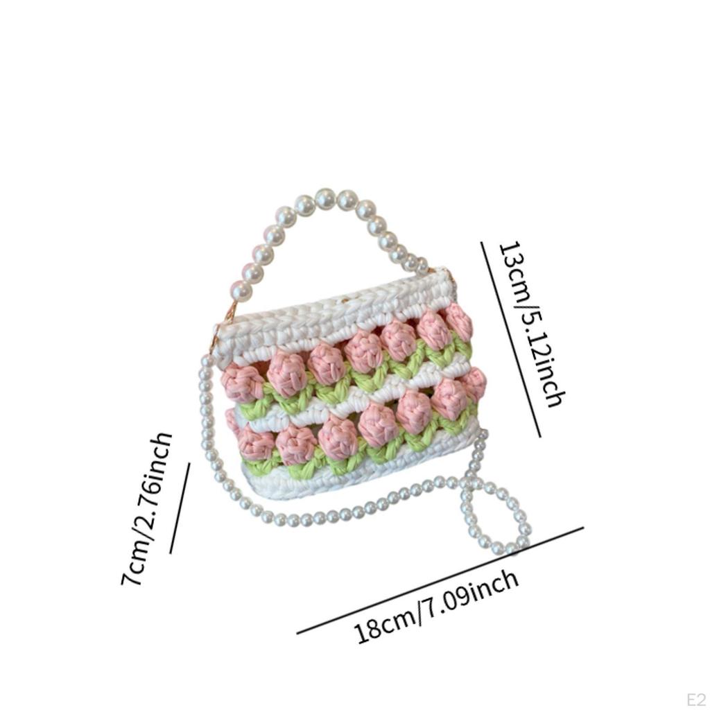 DIY Knitting Crochet Bag Kit Flower Hand Woven Handbag 7.09x2.76x5.12" Crossbody Girls Holiday