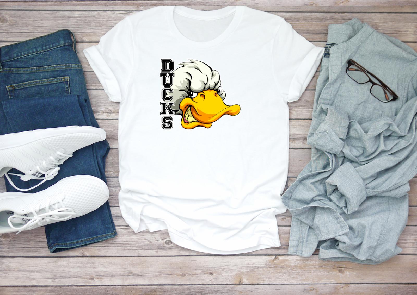 Famous Character Ducks Figure Short Sleeve White Black Men T-shirt G818 S
