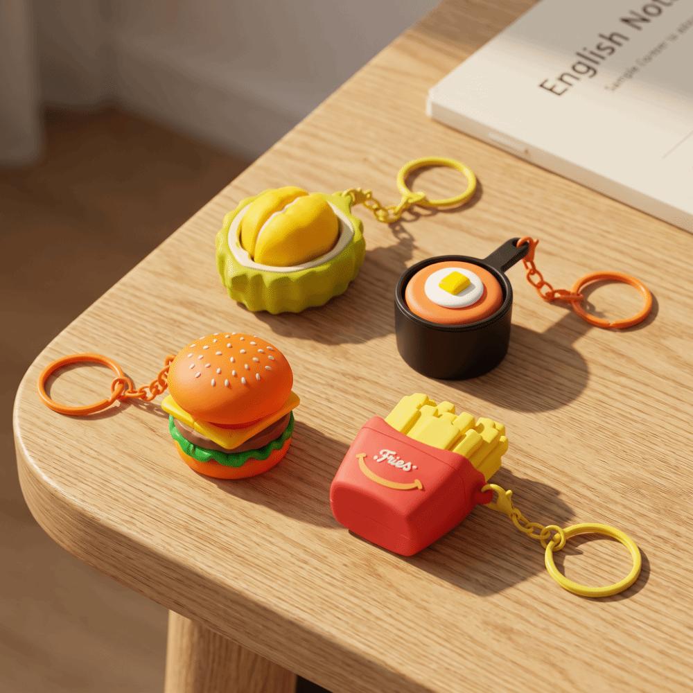 Plastic Simulation Food Keyring Cute Press Bag Pendant Funny Fidget Keychain  Children