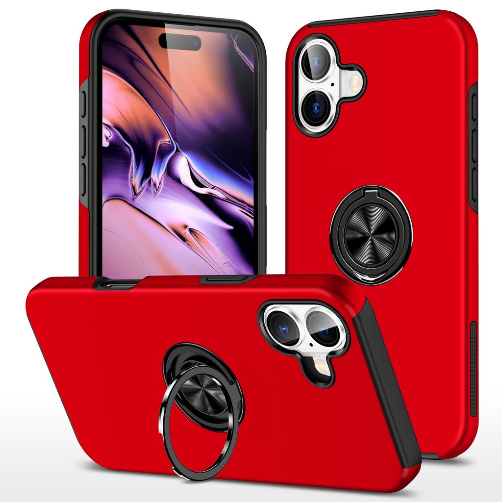 For iPhone 17 Case PC + TPU Phone Cover with Rotatable Ring Holder