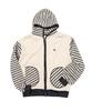 Kaifai Loose Striped Zip-Up Hoodie (Ivory) K26Qa221