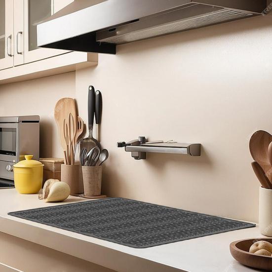 Yousheng Silicone Drain Pad Heat Resistant Hot Pots Pans Kitchen Drying Mat with Wide Raised Ridge Design Countertop Air Circulation Mat