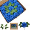 8CM Faux Rose Flower Gift Box Set with Leaves - Includes 25 or 50 Flowers for Home Decoration
