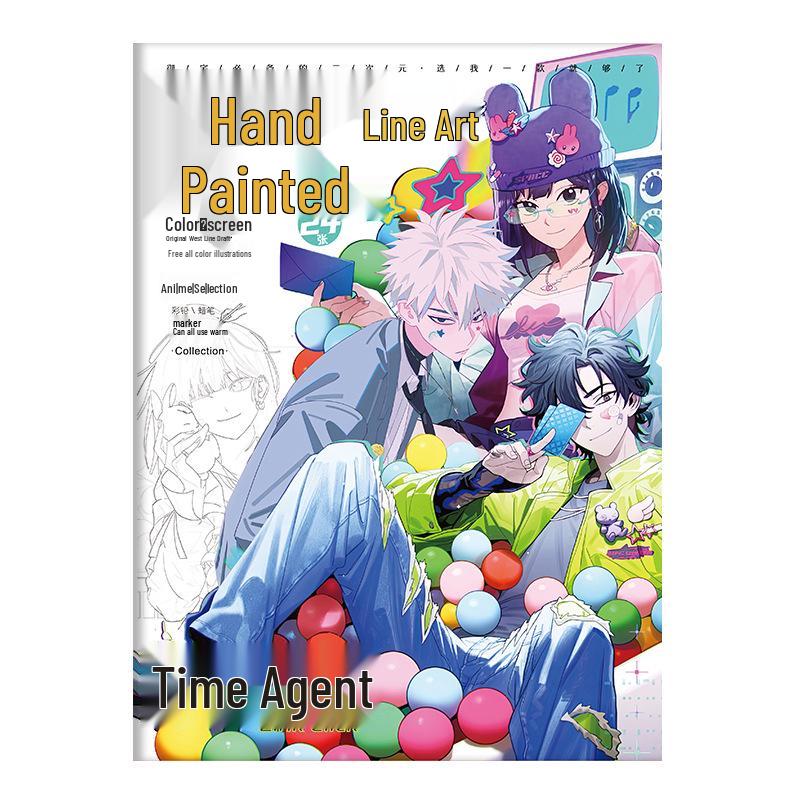 Hand-Drawn Anime Coloring Book: Line Art from One Piece, Naruto, Demon Slayer, Identity V, and Conan