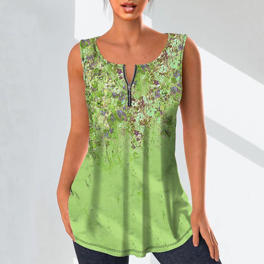 

Жіночі модні сорочки з V-подібним вирізом, повсякденні топи, футболки, жіночі 3D-рендерінг, квіти, принт, жилет, безрукавка, безрукавка, безрукавки 3XL зелений