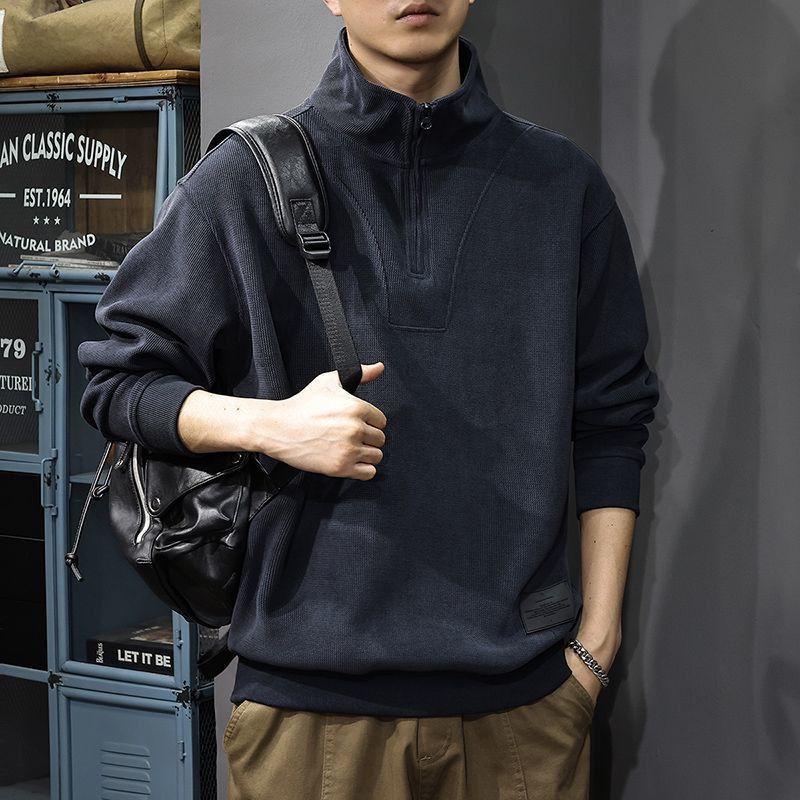 Men's Retro Patchwork Half-Zip Polo Sweatshirt - Autumn/Winter 2025 Collection.