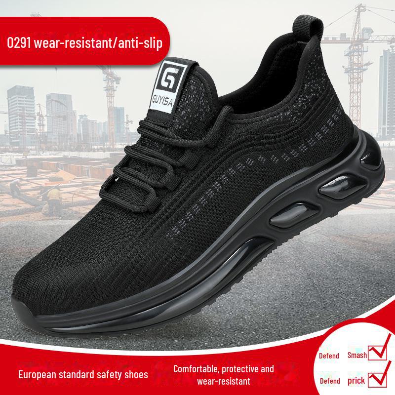 

Мужские легкие защитные ботинки со стальным носком — защита от ударов и проколов, вращающаяся пряжка для осенне-зимних строительных работ Hot-selling flying knit style, 44