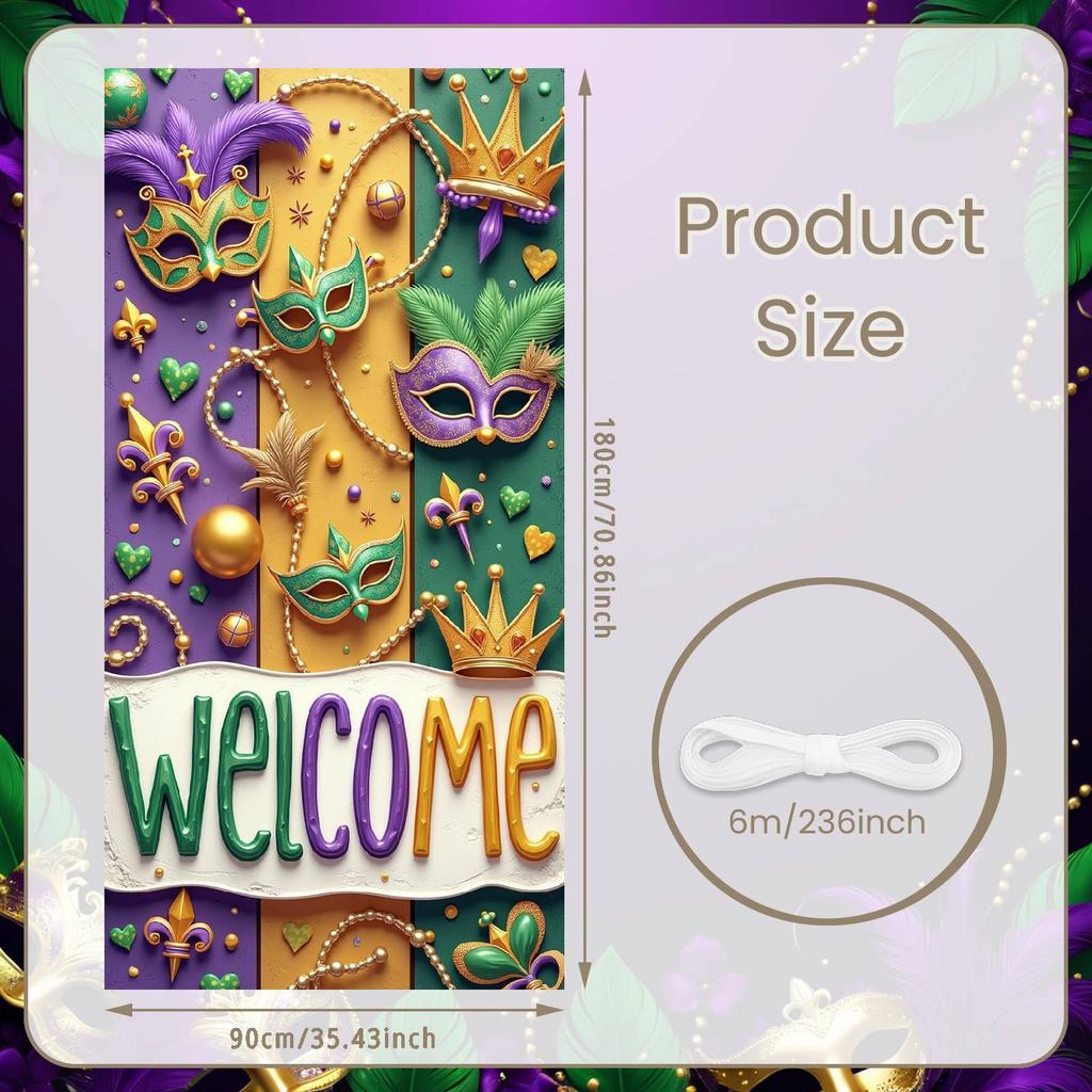 Bead Ornament Display Beaded Garland Mardi Gras Banner Feather Decoration Banner Colorful Mask Festive Backdrop For Holiday