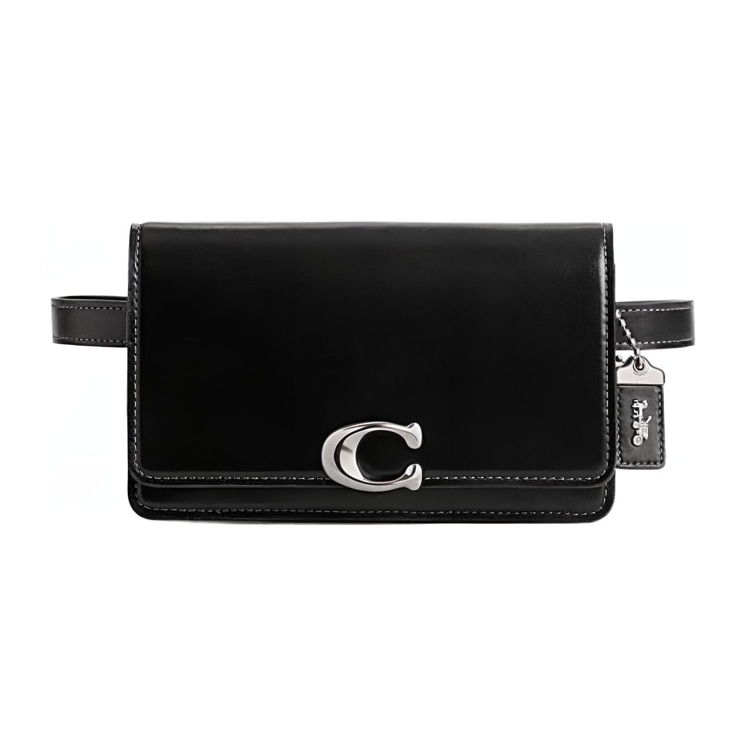 Coach Bandit 19 Solid Color Letter Logo Plaque Leather Chest Bag Women bags Black CJ826-LHBLK Basic Set (Bag+Dust Bag)