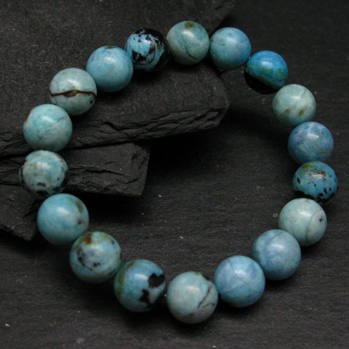 

Браслет из настоящего голубого опала ~ 7 дюймов ~ 10 мм круглые бусины 10MM