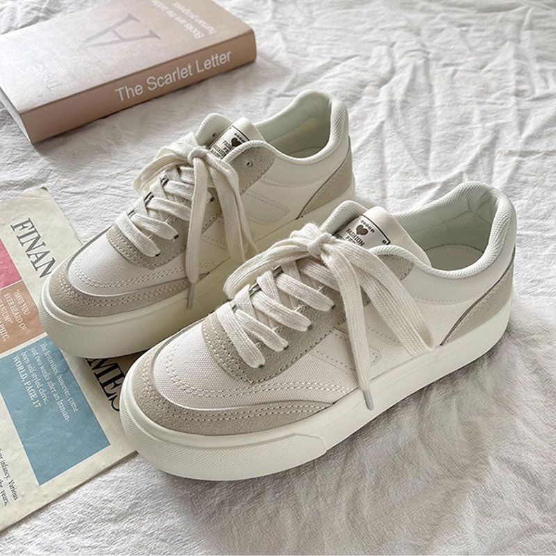 Spring white shoes women's retro red board shoes versatile casual canvas shoes niche design chic sneakers