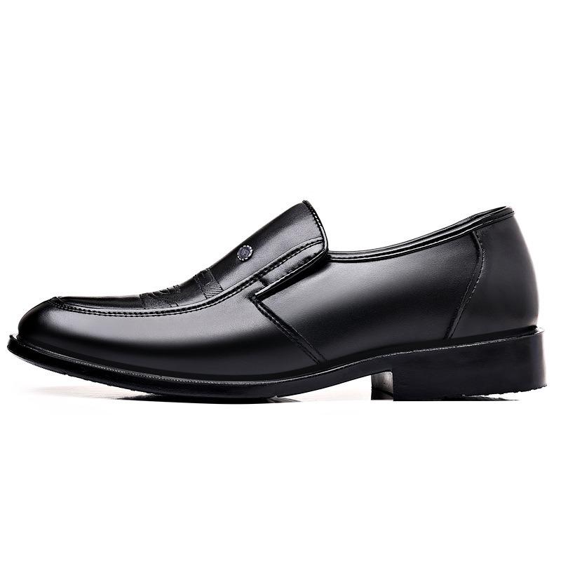 Leather Shoes Men's Medium Business Dress Leather Shoes Leather Breathable Spring and Autumn Casual Foot Cover Dad Shoes