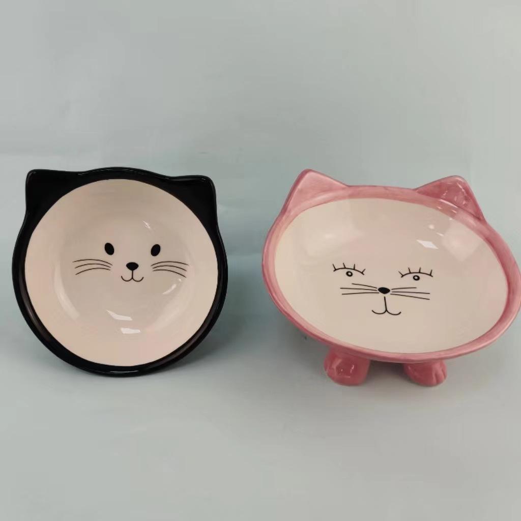 Cat Bowl Ceramic Cute Cartoon Pet Bowl Dog Food Bowl, Dog and Cat Single Bowl, Drinking Water Bowl Pet Supplies