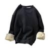 Women's Loose Lambswool Sweatshirt - Korean Style Casual Plus Velvet Thick Top for Autumn/Winter 2023.