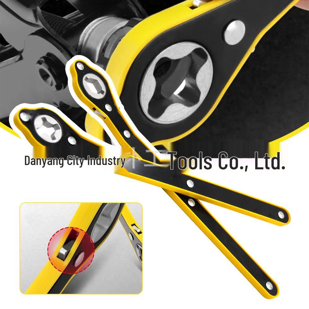 Effort-Saving Universal Car Jack Hand Crank Wrench with Rocker Arm Handles