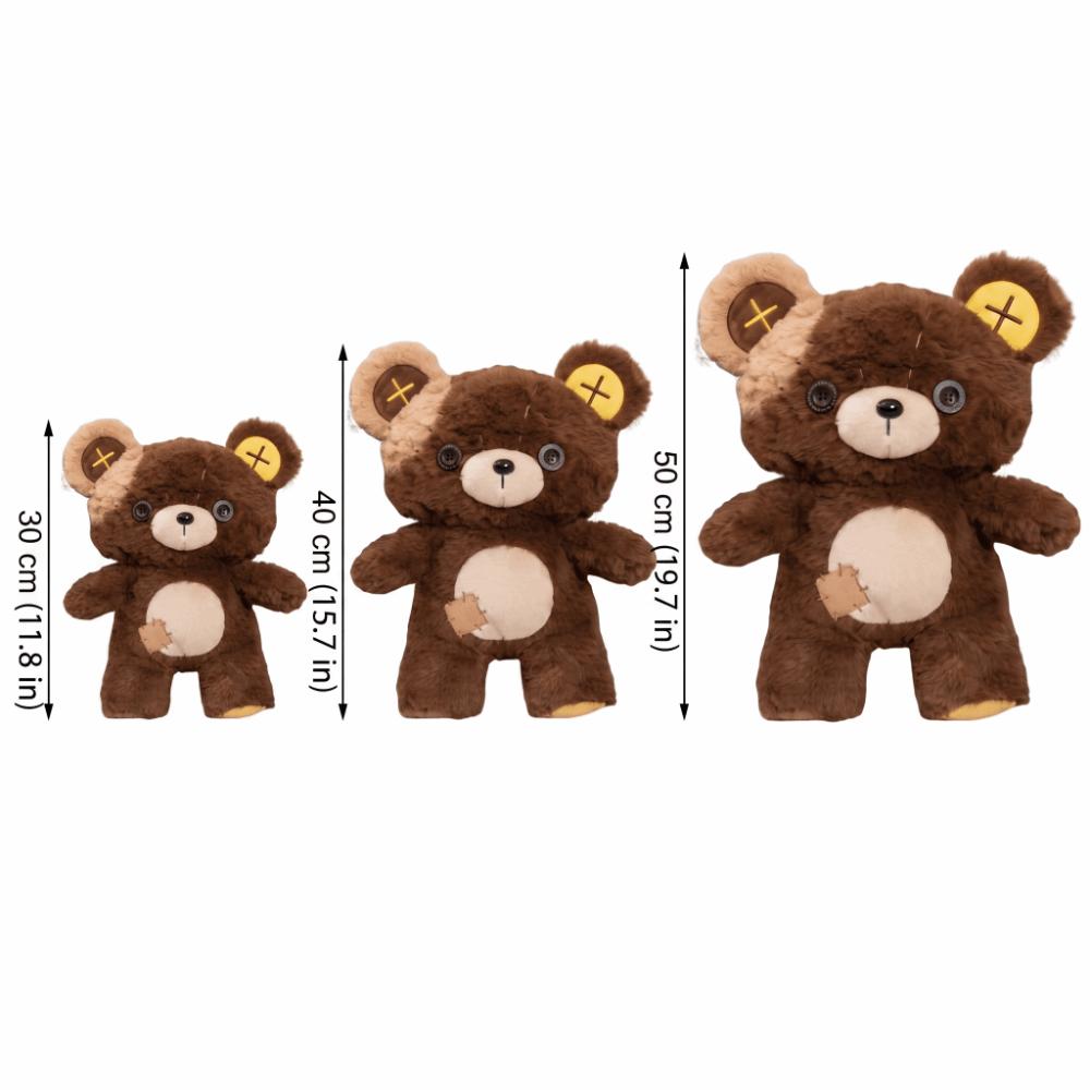Soft Bear Plush Toy Patchwork Bear Stuffed Doll Kawaii Button Bear Plush Doll Birthday Gifts
