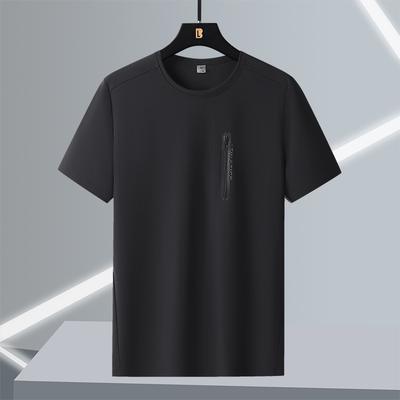 T-Shirt Herren Kurzarm Eis Seide Große Größe Rundhals Schnelltrocknend Stretch Kurzarm T-Shirt L-7XL