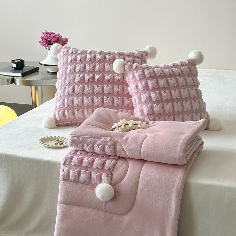 

Boho Home Decor Throw Blanket for Sofa Ins Style Soft Cozy Multi-Function Office 2-in-1 Pillow Blanket Foldable Car Pillows 40x40cm(105x145cm) розовый