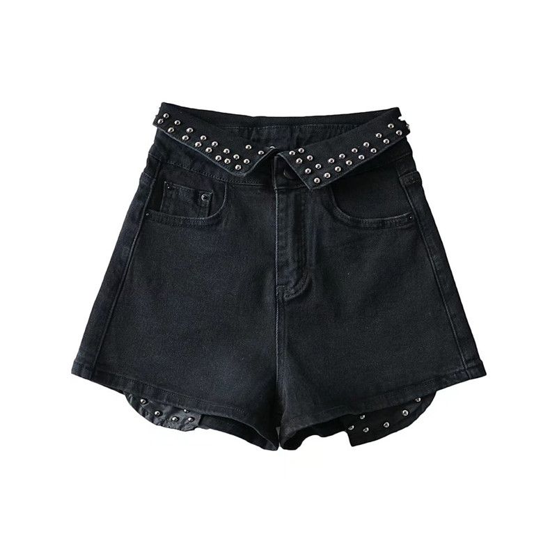 

Ur European and American Women s Clothing Washed High Waist 3-Color Denim Shorts Black XL